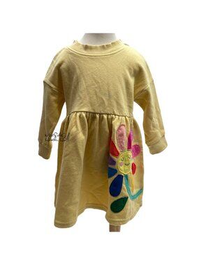 Next NWT 12-18 Months Yellow with Embroidered Flower Babydoll Toddler Dress